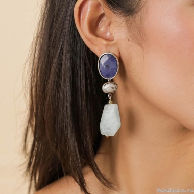 Серьги Nature Bijoux, Arctique, с содалитом, говлитом и аквамарином, NB25.1-12-90016 синий